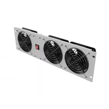 Vertikale Lüftungsblende 19 Zoll für Rack-Schrank, 3 Lüfter, 230 V, grau