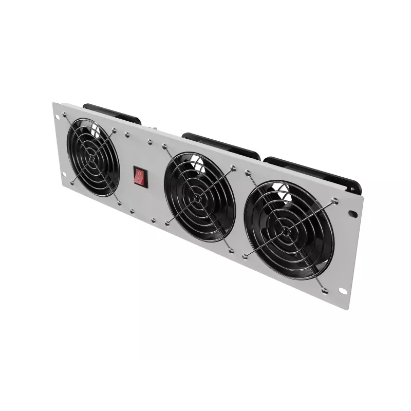 Vertikale Lüftungsblende 19 Zoll für Rack-Schrank, 3 Lüfter, 230 V, grau
