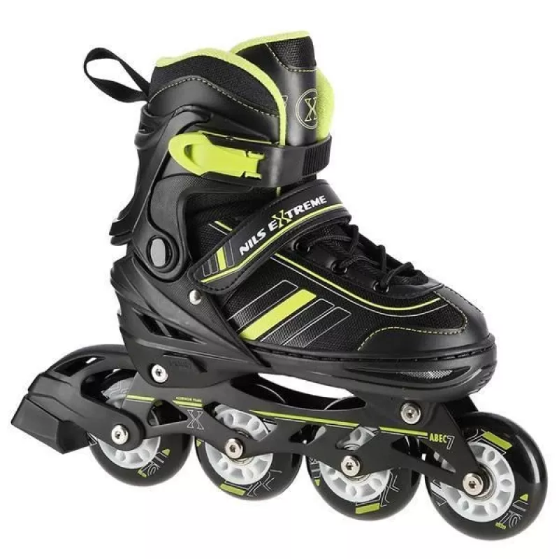 Nils Extreme NH18191 2IN1 Inline Skates Schwarz/LIME GRÖSSE L (39-43) mit austauschbaren Hockey-Skates