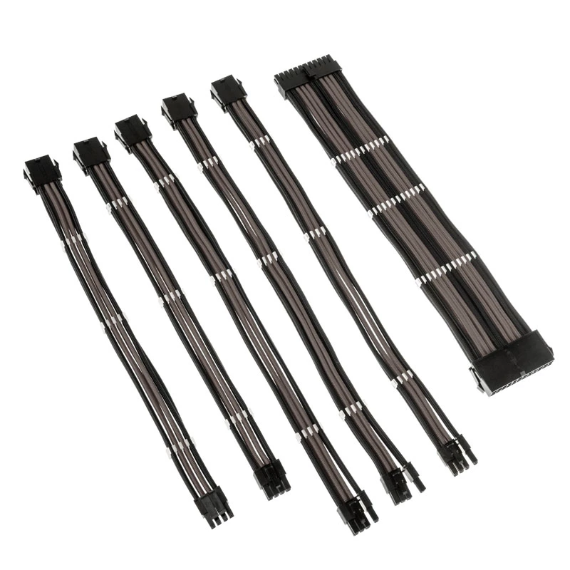 Kabelverlängerungsset Kolink Core Adept – umflochtene PET-Ummantelung, Kupferleiter, 0,30–0,35 m, 6-teiliges Set