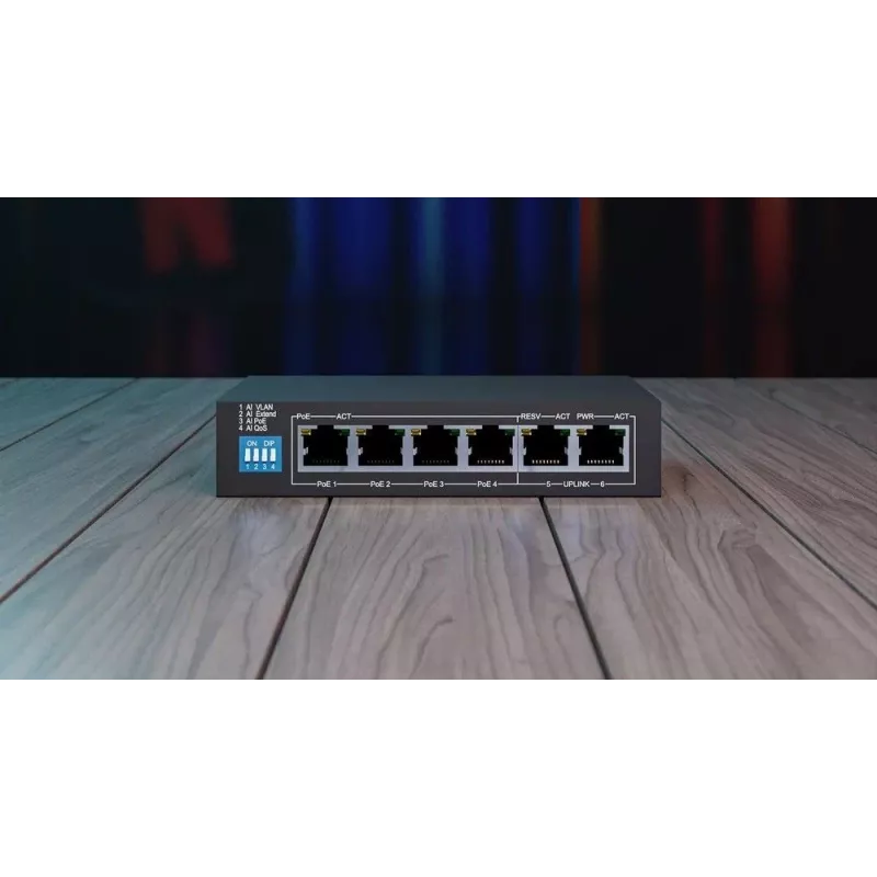 Switch Extralink KRIOS 4x Gigabit PoE/PoE+ 2x RJ45 Uplink 60W