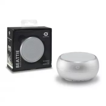Conceptronic BEATTIE 01S kabelloser Bluetooth-Lautsprecher, 3 W, Bluetooth 3.0+HS, integriertes Mikrofon, microSD, Micro-USB, Silber