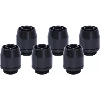 Alphacool HF Einschraubfitting TPV Metal - 12,7/7,6mm gerade - Schwarz - 6er Kit (17454)