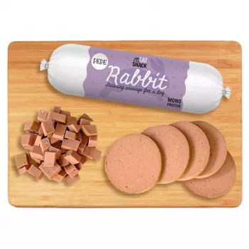Hundeleckerli PAKA ZWIERZAKA Pepe Wurst Kaninchen 200 g – weiche, hypoallergene Wurst mit Kaninchengeschmack, getreide- und glutenfrei