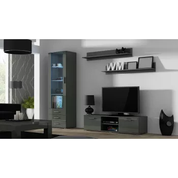TV-Ständer cama meble SOHO 140 — 1400×430×370 mm, graue Oberseite (Spanplatte), grauer Rahmen