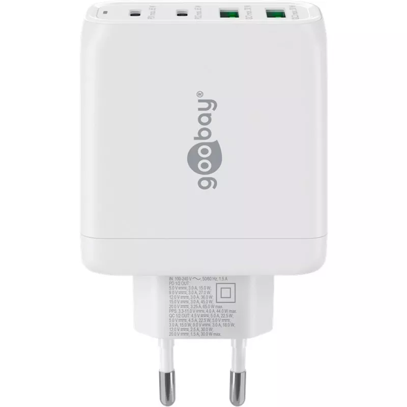 Goobay 64818 Ladegerät für Mobilgeräte Kopfhörer - Laptop - Smartphone Weiß AC Schnellladung Innenbereich (64818)