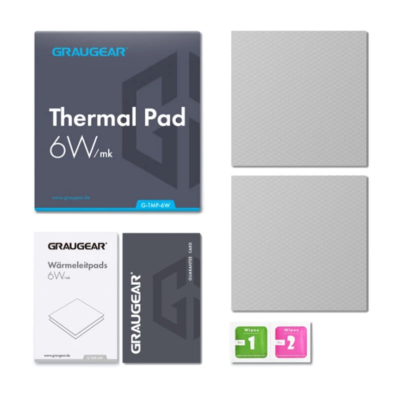 Wärmeleitpad GrauGear G-TMP-6W 100×100×1 mm, Wärmeleitfähigkeit 6 W/m·K