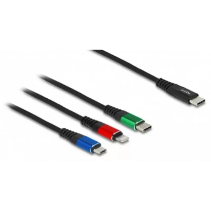 DeLOCK USB-Ladekabel 3-in-1 USB Type-C auf Lightning Micro-USB 1 m