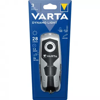 Varta Dynamo Light LED - Handtaschenlampe - Schwarz - Grau - Kunststoff - 3 Lampen - 28 lm - 26 m