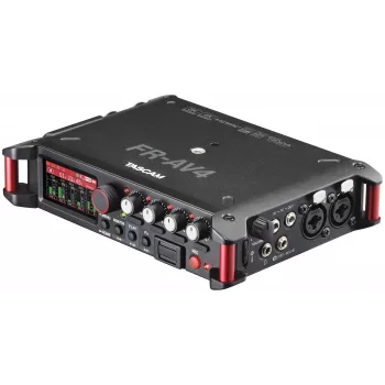 Tragbarer Audiorecorder Tascam FR-AV4 — 6-Kanal, 4 XLR-Kombi + 2x 3,5 mm, 24/32-Bit, 48/96/192 kHz, MicroSD bis 512 GB, USB-C, PD
