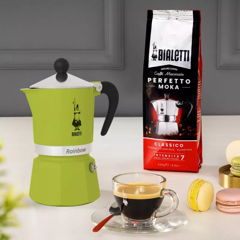 Bialetti Rainbow Moka-Kanne Schwarz, Grün