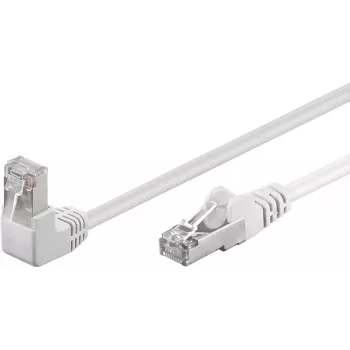 Wentronic Goobay CAT 5e Patchkabel 1x 90° gewinkelt, F/UTP, Weiß, 2 m - CCA Kupfer-Mix, 1x RJ45-Stecker 90° (8P8C) (94179)