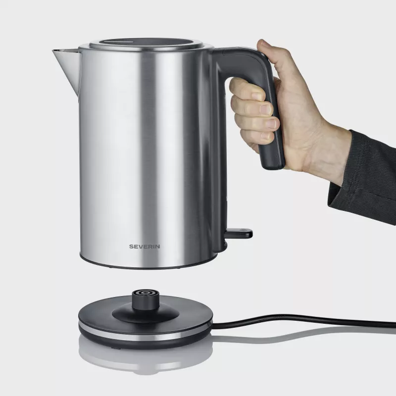 Wasserkocher SEVERIN WK 3449 — 1,7 L, 2400 W, Edelstahl/Kunststoff, schwarz-silber