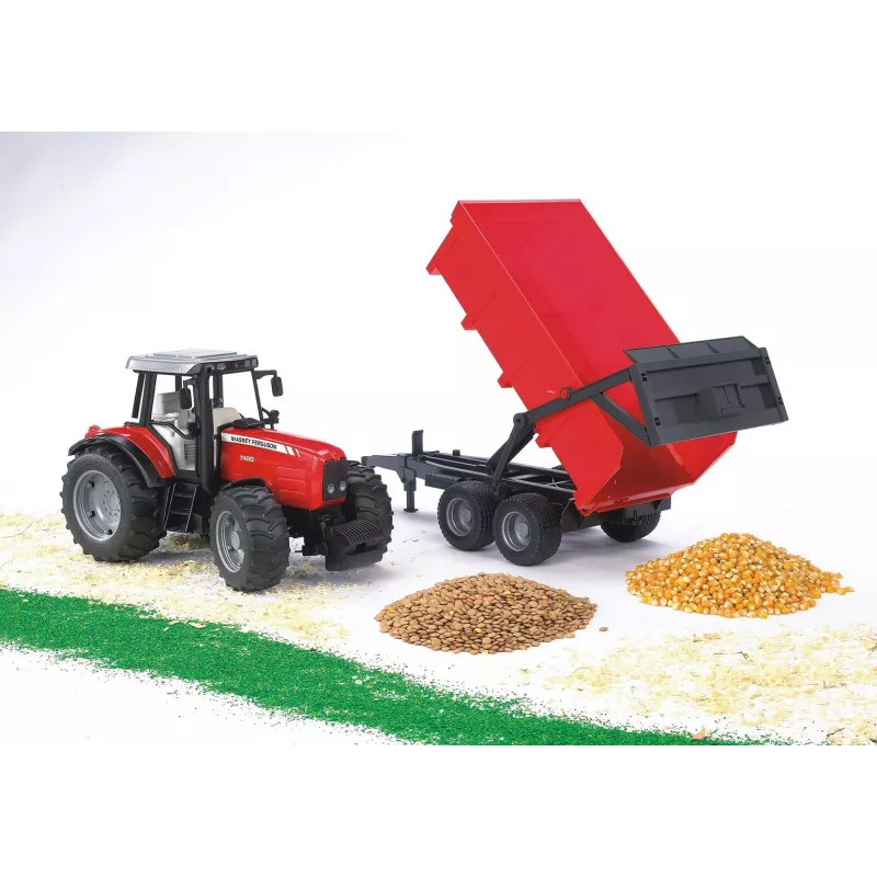 Traktormodell BRUDER Massey Ferguson 7480 mit Kippanhänger