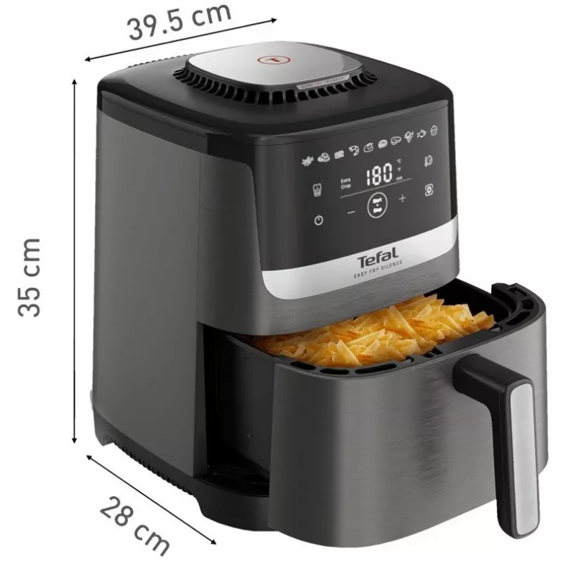 Tefal Easy Fry Silence EY551HE0 Fritteuse Einzel 5 L Stand-alone Heißluftfritteuse Schwarz, Grau, Edelstahl