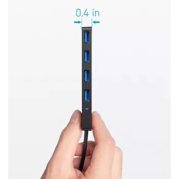 USB-Hub Anker Ultra schlank A8309G11 — USB-Typ-C-Host, 3× USB 3.2 Gen 1 Typ-A, kompakt 103×30×10 mm, schwarz