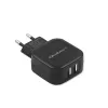 AC Indoor Charger QOLTEC 50186 for Smartphone and Tablet, 5 V 3.4 A, 17 W, 2× USB, Schwarz