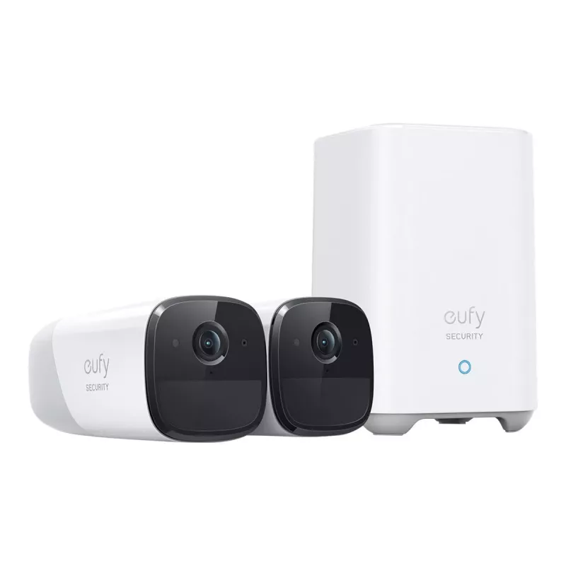 Eufy Security, eufyCam 2 Pro Kabelloses Überwachungskamerasystem für Zuhause, 365 Tage Akkulaufzeit, HomeKit-Kompatibilität, 2K-Auflösung, IP67 wetterfest, Nachtsicht, 2-Kamera-Set, keine monatlichen Gebühren
