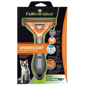 Entfilzungswerkzeug FURminator M für langhaarige Hunde, Edelstahlkante, Größe M (mittelgroße Rassen 10–25 kg)