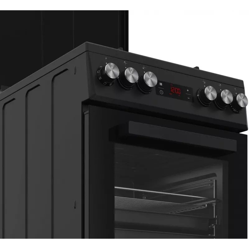 Freistehender Herd BEKO FSM52331DBDS, Gaskochfeld 4 Brenner (2900/2000/2000/1000 W), Elektrobackofen 60 L, 60 cm, Energieeffizienzklasse A, schwarz