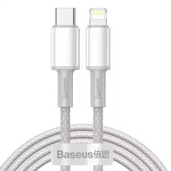 USB-C auf Lightning Baseus High Density Geflechtkabel, 20W, PD, 2m (weiß)