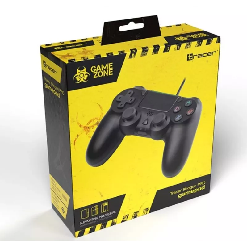 Kabel-Gamepad TRACER SHOGUN PRO Schwarz — 16 Tasten, analog/digital, 1,5 m Kabel, Vibration, PC/PS4/PS3