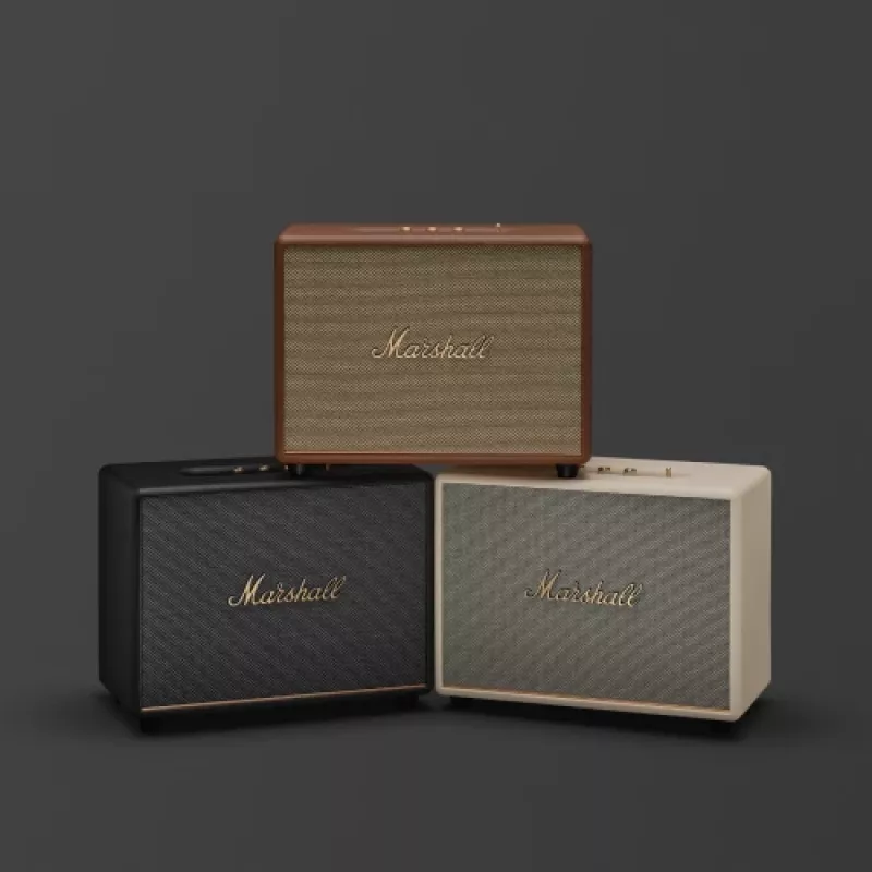 Kabelloser Lautsprecher MARSHALL Woburn III Brown — Multiroom, Bluetooth, Wi‑Fi, analoge Eingänge