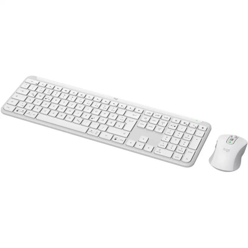 Logitech MK950 Signature Slim Tastatur Maus inklusive Office RF Wireless + Bluetooth QWERTZ Deutsch Graphite Weiß