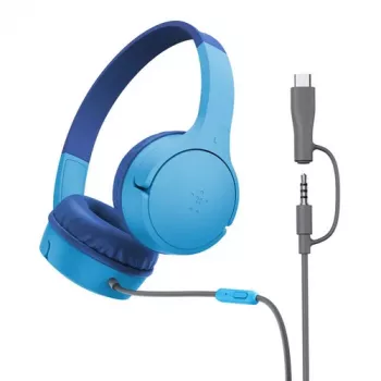 On-Ear-Kopfhörer Belkin SoundForm Mini kabelgebunden 3,5 mm USB-C blau