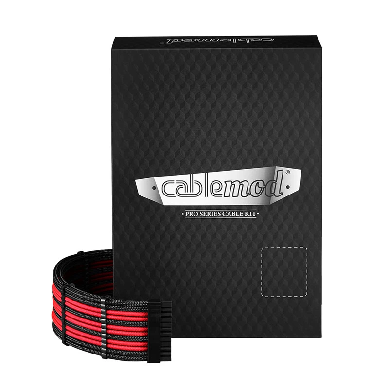 CableMod C-Series PRO RM Schwarz Label Netzteilkabel-Kit CM‑PCSR‑16P3KIT‑NKKR‑R — schwarz-rot ummantelte modulare PSU-Kabel
