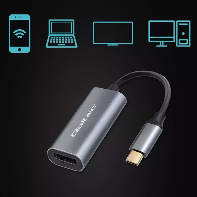 Adapter USB-C auf HDMI 4K 60Hz 32AWG QOLTEC