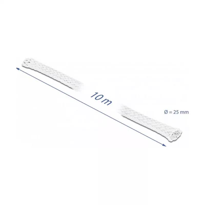 Geflechtschlauch DeLOCK 20806 10 m x 25 mm weiß