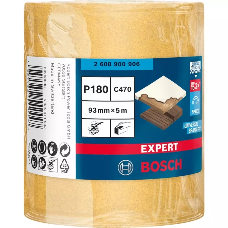 Bosch Expert C470 Schleifrolle, Schleifrolle, Feinkorn, P180, Endbearbeitung, Farbentfernung, Holz, Trockenschliff