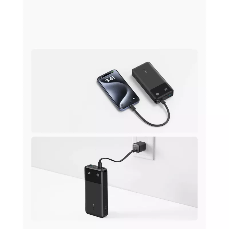 PowerBank mit USB-C-Kabel 20000 mAh 30W Schwarz