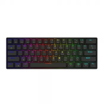 Mechanische Gaming-Tastatur SAVIO SchwarzOUT X2 PEACH — 61 Tasten 60 % QWERTZ, RGB LED, Hot-Swap, USB Typ-A/Typ-C, abnehmbares Kabel