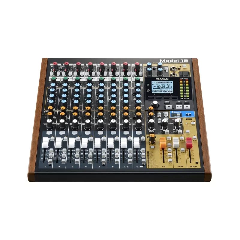 Mixer Tascam Model 12 — 12‑Kanal Analog‑/Digitalmischpult, 24‑Bit, 48 kHz, USB‑C, SD‑Karte, Bluetooth 5.0