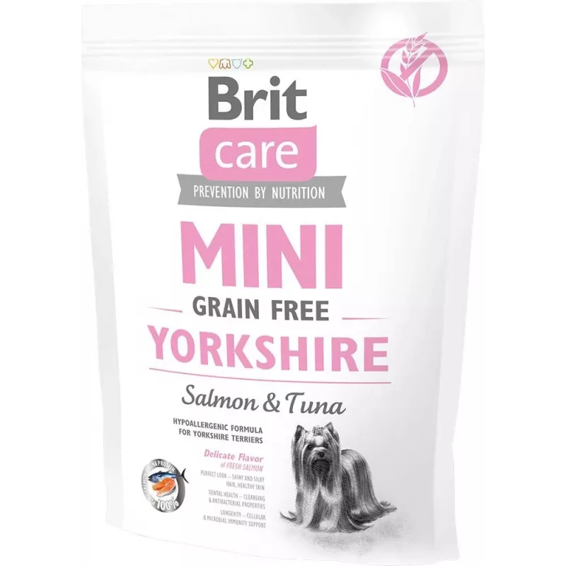 Trockenfutter für Hunde Brit Mini Adult Yorkshire 400 g — ausgewachsene kleine Rassen, Lachs, 30 % Protein, 19 % Fett, 10 % Feuchtigkeit