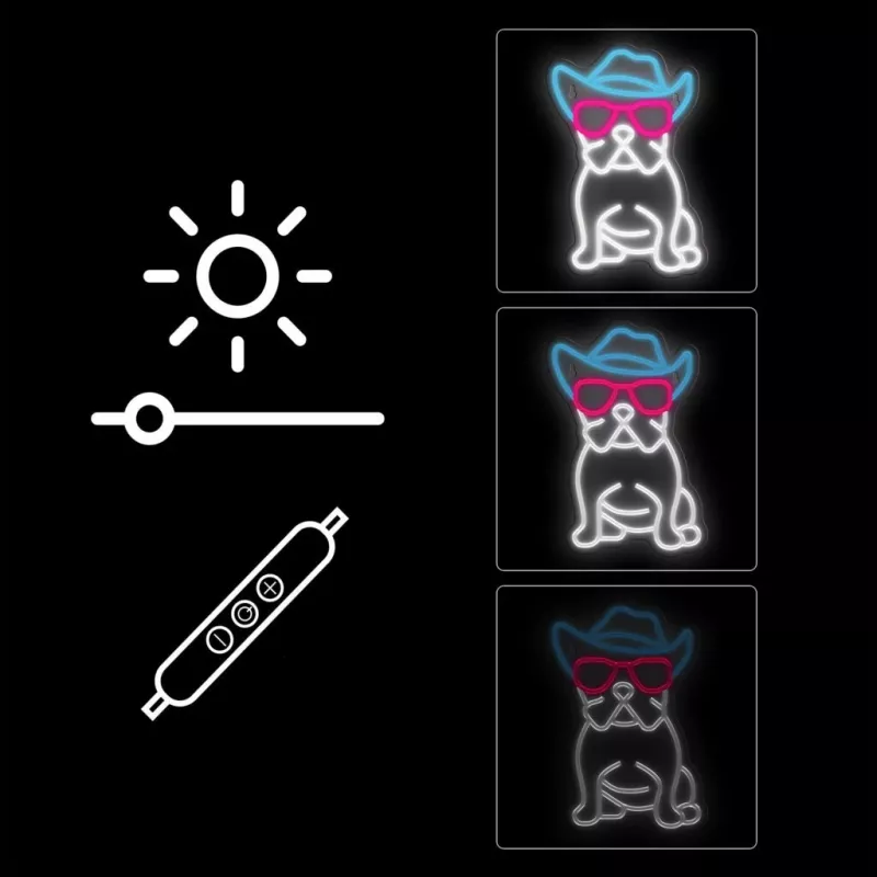 Neon Lights MANTA SNL114MT Bulldog mit Brille Neonschild