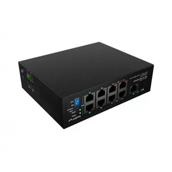 Netzwerk-Switch LANBERG ILFE-8P-1GE-1S-120 — Light Industrial PoE, 4x PoE++ (BT), 4x PoE+ (AT), 1x Gigabit, 1x SFP+, Hutschienenmontage, unmanaged