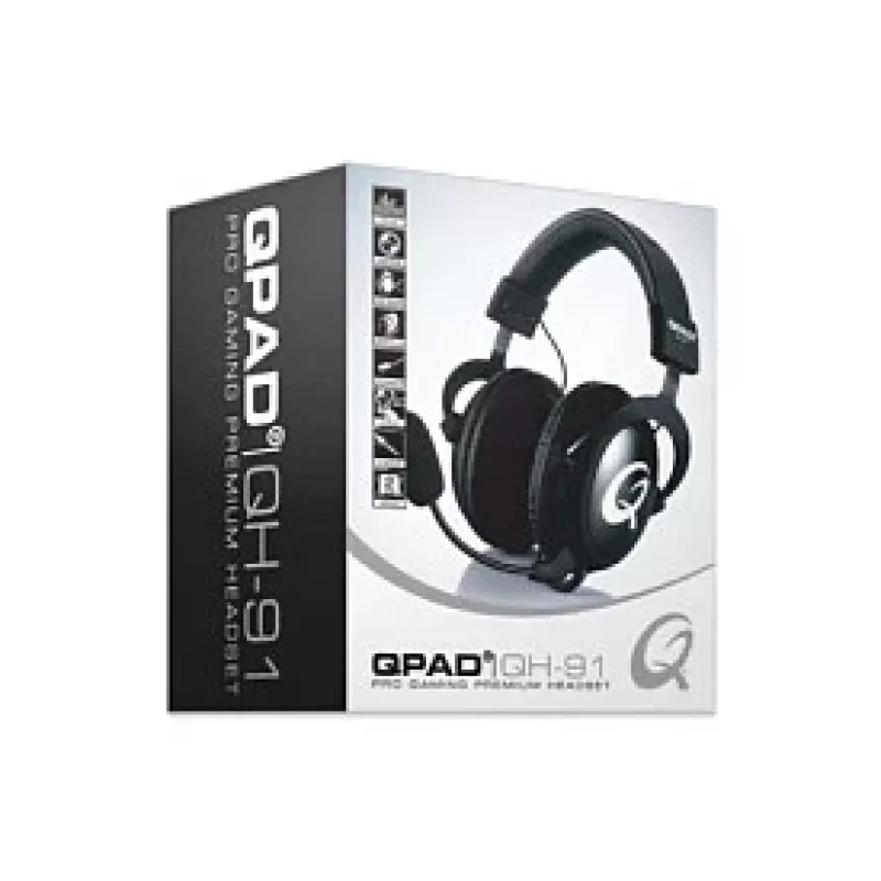 Headset QPAD QH-91 kabelgebunden, Kopfbügel, ohrumschließend, 15–25000 Hz, 2 m Kabel, schwarz