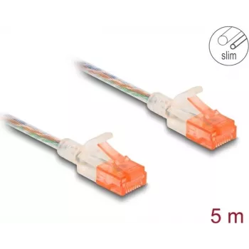 Netzwerkkabel DeLOCK RJ45 Cat.6A U/UTP schlank 5m Transparent