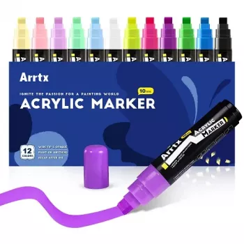 Acryl-Markierungsstifte Arrtx LC303274 — 12 Farben, Feinspitzenset für Kunst und Handwerk