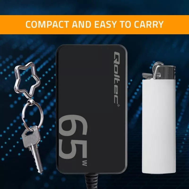 QOLTEC Ladegerät 65W GaN Super Fast schlank PD 5-20V 3,25A USB-C