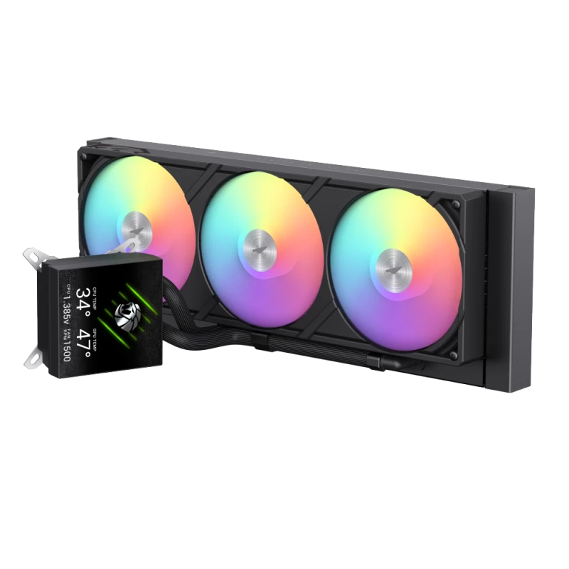 Gamemax CPU-Flüssigkeitskühler | GLACIER 360 LCD BK | Intel, AMD