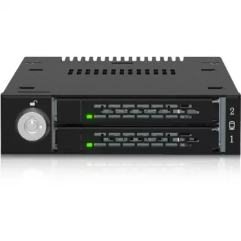 ICY DOCK - ToughArmor - MB834MK-B V2 - 2x M.2 NVMe zu 1x 3,5-Zoll-Schacht Wechselrahmen Metallschlüsselschloss SlimSAS 4i schwarz