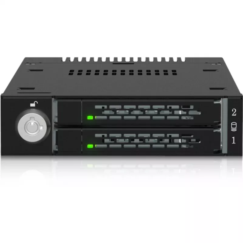 ICY DOCK - ToughArmor - MB834MK-B V2 - 2x M.2 NVMe zu 1x 3,5-Zoll-Schacht Wechselrahmen Metallschlüsselschloss SlimSAS 4i schwarz