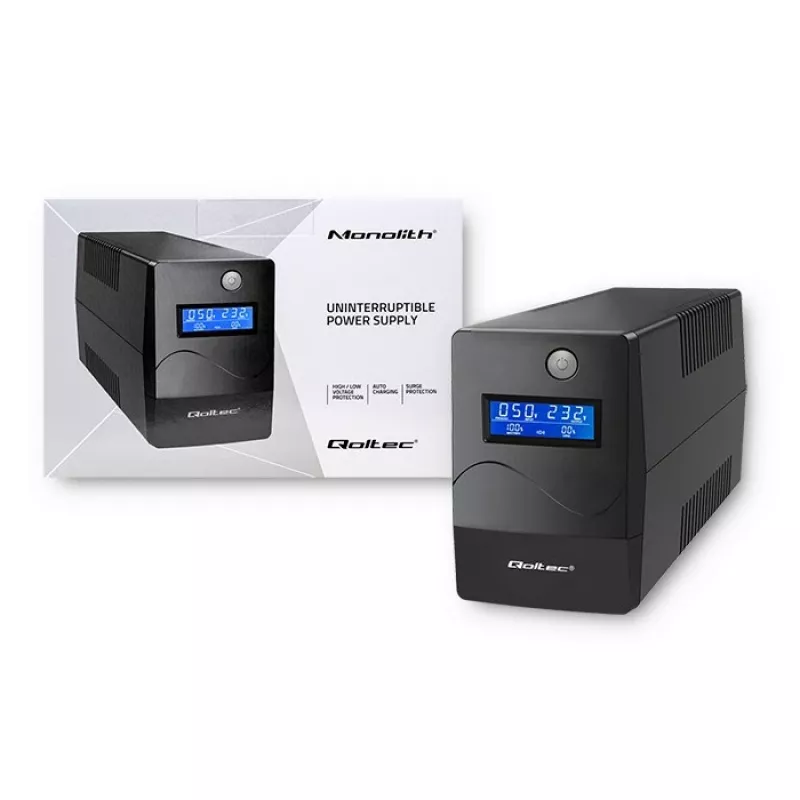 Qoltec Monolith USV (unterbrechungsfreie Stromversorgung) Doppelwandlung (Online) 0,45 kVA 240 W 2 Steckdosen