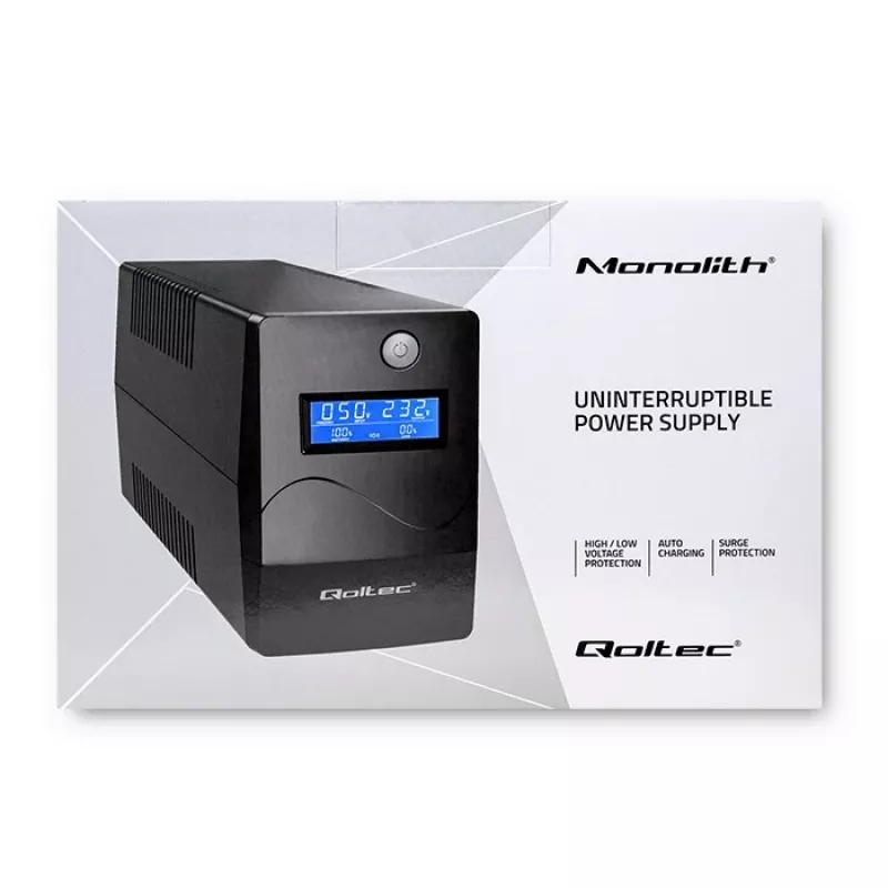 Qoltec Monolith USV Doppelwandlung Online 0,65 kVA 360 W 2 AC-Steckdosen