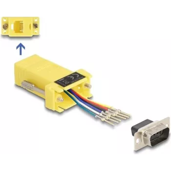 DeLOCK D-Sub 9-Pin Stecker auf RJ12 Buchse Montageset gelb