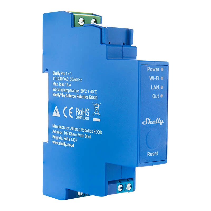 Halbleiterrelais Shelly Pro 1 Blue 16A 110-240V Wi-Fi